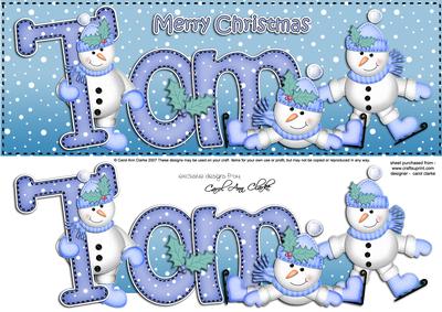 Xmas Large Dl Tom Quick Card N 3D Decoupage