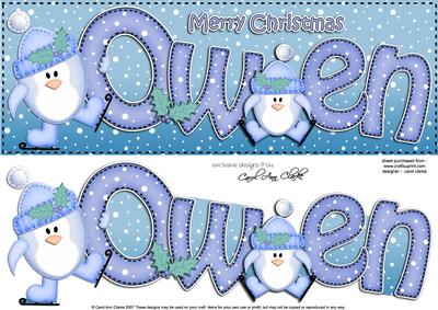 Xmas Large Dl Owen Quick Card N 3D Decoupage