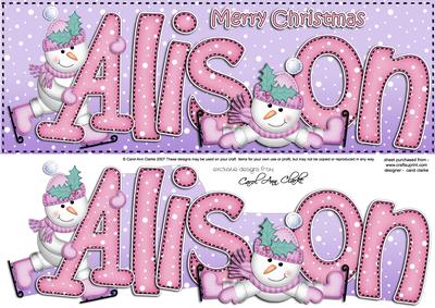 Xmas Large Dl Alison Quick Card N 3D Decoupage