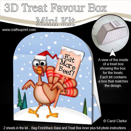 3D Xmas Percy Turkey Treat or Favour Box Mini Kit
