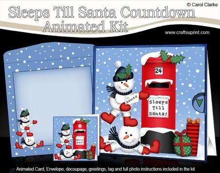 3D Xmas Snowmen Sleeps Till Santa Countdown Moveable