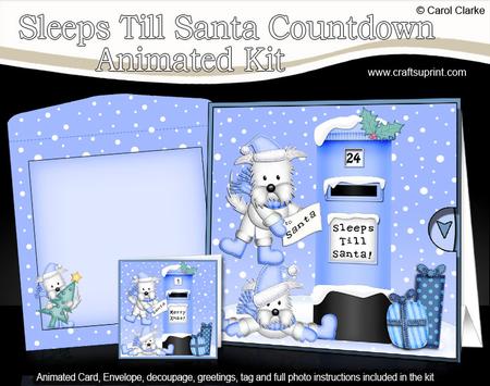 3D Xmas Westie Dogs Sleeps Till Santa Countdown Moveable
