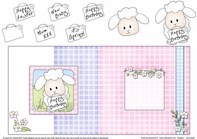 Baby Lamb Fold Back Card with Decoupage