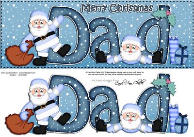 Large Dl Xmas Dad with Santa Quick Card 3D Decoupage