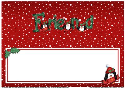 Xmas Friend with Penguins Matching Large Dl Insert