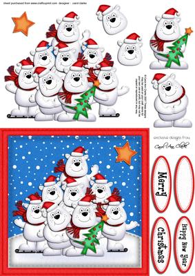Xmas Polar Bears Quick Card N 3D Decoupagepage