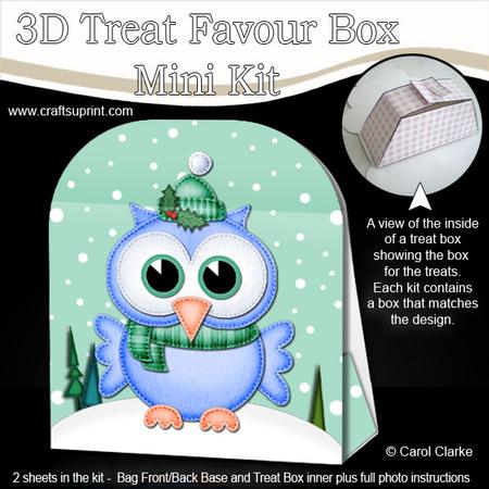 3D Xmas Little Hoot Owl Treat or Favour Box Mini Kit