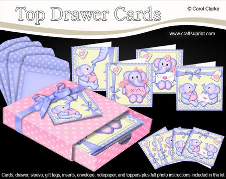 3D Top Drawer Lola & Lil Elephats Notelet Cards Bumper Kit