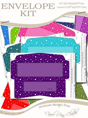 10 Mini Dl (80 x 215mm) Xmas Falling Snow Envelope Kit