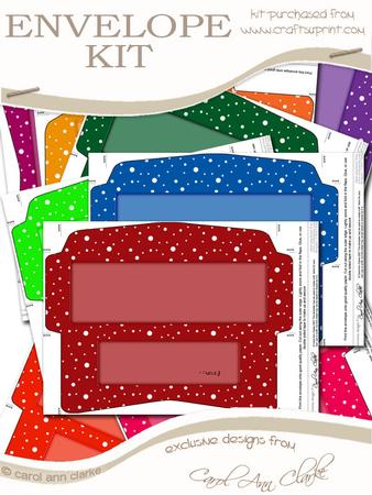 10 Mini Dl (80 x 215mm) Xmas Falling Snow Envelope Kit