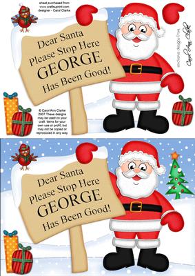 Xmas Santa George's Been Good A5 Quick Card 3D Decoupage