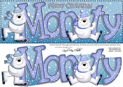 Xmas Large Dl Monty Quick Card N 3D Decoupage