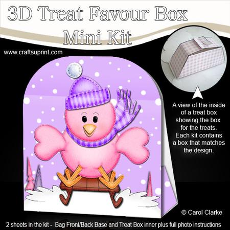 3D Xmas Little Birdie Treat or Favour Box Mini Kit