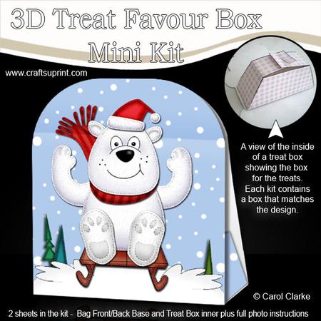 3D Xmas Sledging Ben Polar Bear Treat or Favour Box Mini Kit