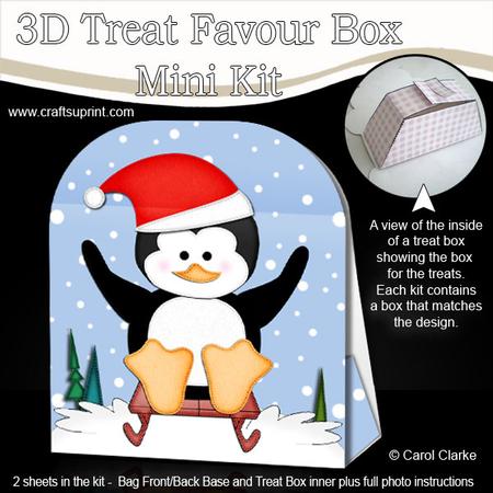 3D Xmas Sledging Penguin Treat or Favour Box Mini Kit