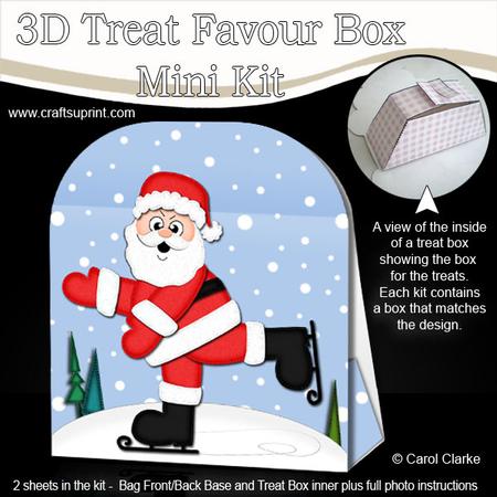 3D Xmas Skating Santa Treat or Favour Box Mini Kit
