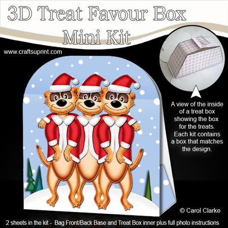 3D Xmas Meerkats Treat or Favour Box Mini Kit