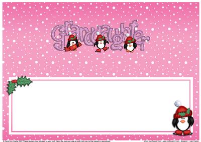 Xmas Granddaughter with Penguins Matching Large Dl Insert