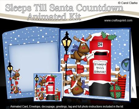 3D Xmas Rudolph Sleeps Till Santa Countdown Moveable