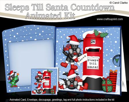 3D Xmas Scottie Dog Sleeps Till Santa Countdown Moveable