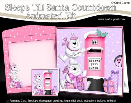 3D Xmas Polar Bears Sleeps Till Santa Countdown Moveable