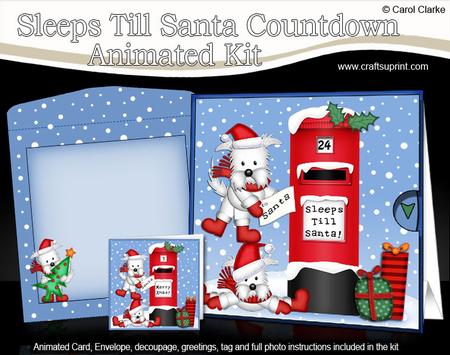 3D Xmas Westie Dogs Sleeps Till Santa Countdown Moveable