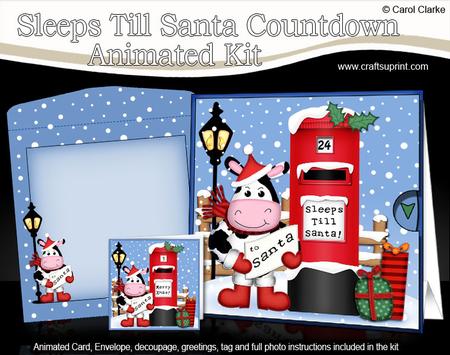 3D Xmas Milly Moo Cow Sleeps Till Santa Countdown Moveable