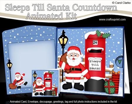 3D Xmas Santa Claus Sleeps Till Santa Countdown Moveable