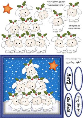 Xmas Little Lambs Quick Card N 3D Decoupage