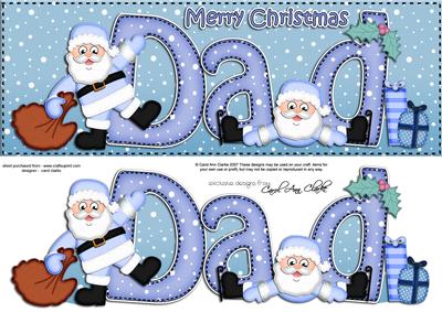 Large Dl Xmas Dad with Santa Quick Card 3D Decoupage