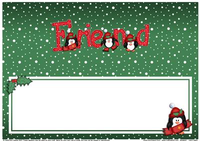 Xmas Friend with Penguins Matching Large Dl Insert