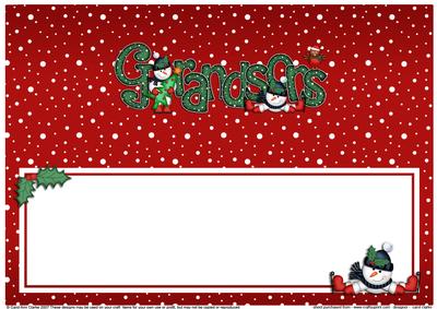 Xmas Grandsons with Snowmen Matching Large Dl Insert