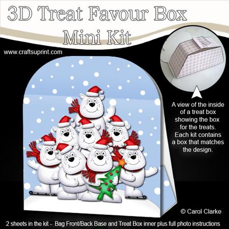 3D Xmas Polar Bears Treat or Favour Box Mini Kit