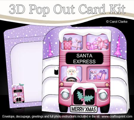 3D Xmas Santa Express Pop Out Card Kit