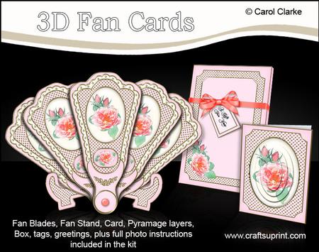 3D Floral Fan Card Roses with Stand, Gift Card N Box