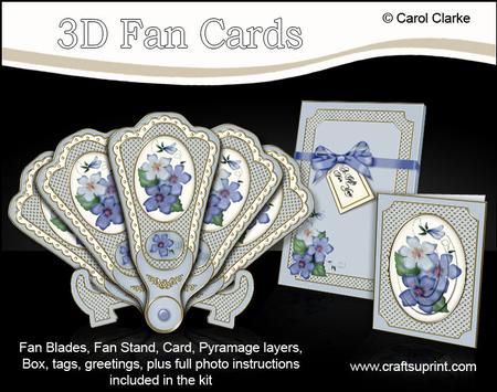 3D Floral Fan Card Violas with Stand, Gift Card N Box