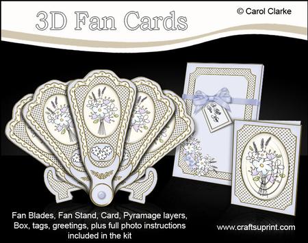3D Floral Fan Card Fancy Florals with Stand, Gift Card N Box