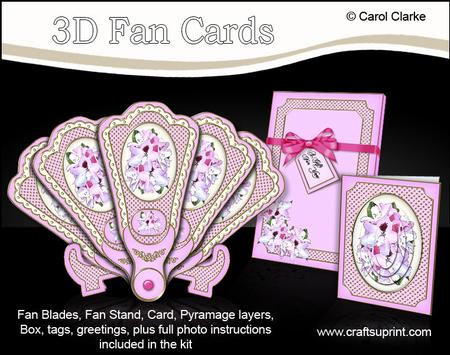 3D Floral Fan Card Floral Fancy with Stand, Gift Card N Box