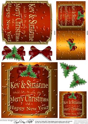 Xmas Beer Label Kev & Suzanne 3D Decoupage, Topper, Gift Tag