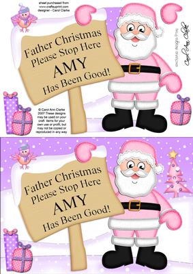 Xmas Father Christmas Amy's Been Good A5 3D Decoupage