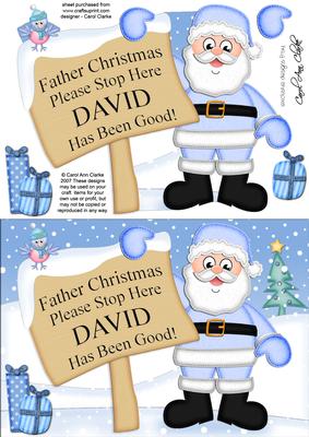 Xmas Father Christmas David's Been Good A5 3D Decoupage