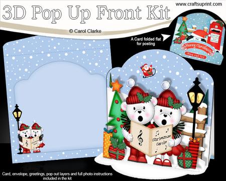 3D Pop Up Front Singing Teddies Xmas Card Kit