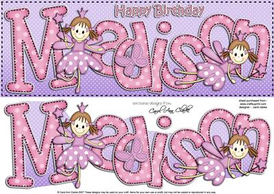 Large Dl Madison Birthday Quick Card N 3D Decoupage