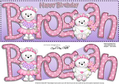 Large Dl Brogan Birthday Quick Card N 3D Decoupage