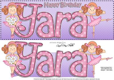 Large Dl Yara Birthday Quick Card N 3D Decoupage