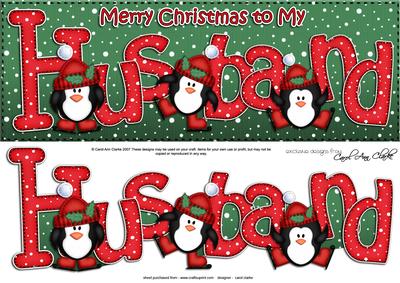 Large Dl Xmas Husband with Penguins Quick Card 3D Decoupage