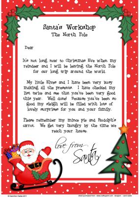 Christmas Santa A4 Child's Letter from Santa