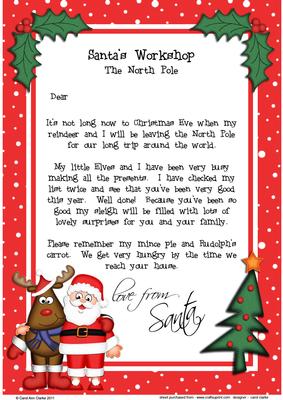 Christmas Santa & Rudolph A4 Child's Letter from Santa