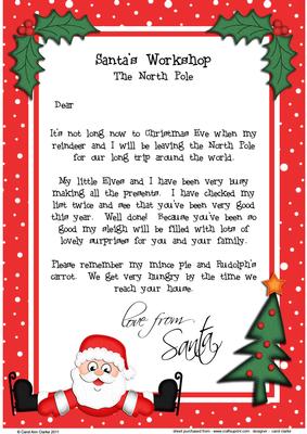 Christmas Skating Santa A4 Child's Letter from Santa
