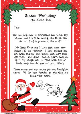 Christmas Santa's Sack A4 Child's Letter from Santa